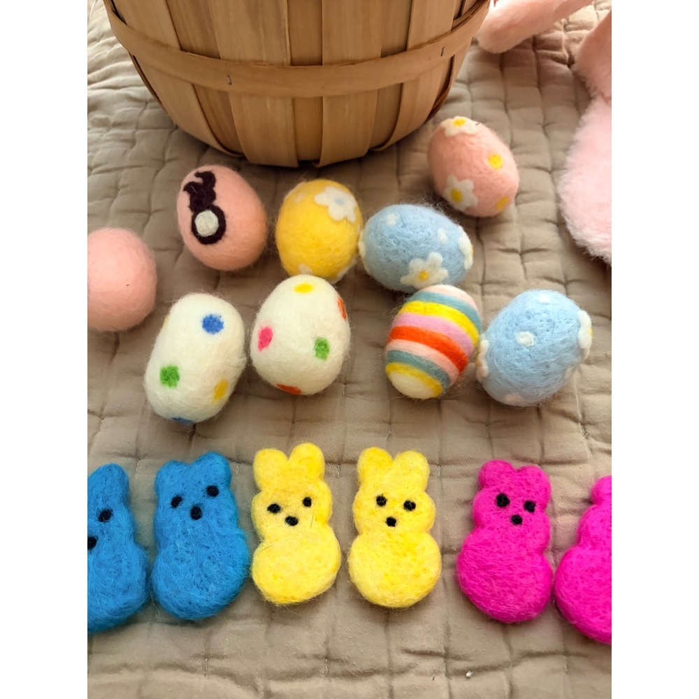 Easter Basket Set with Bunny Hat and Felt Egg Bunny Peeps Chicks Baby Kids Toys - Picture 10 of 10